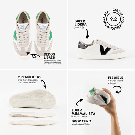 Zapatillas deportivas Olmo Barefoot efecto piel y serraje