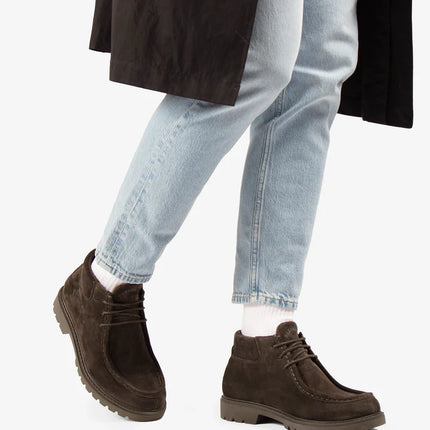 Botines de serraje marrón con cordones para hombre Beker C2