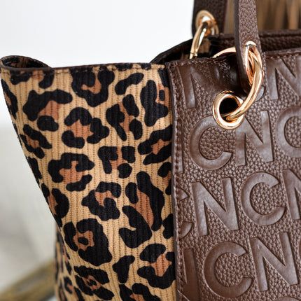 Bolsos estilo shopper en marrón combinado con leopardo