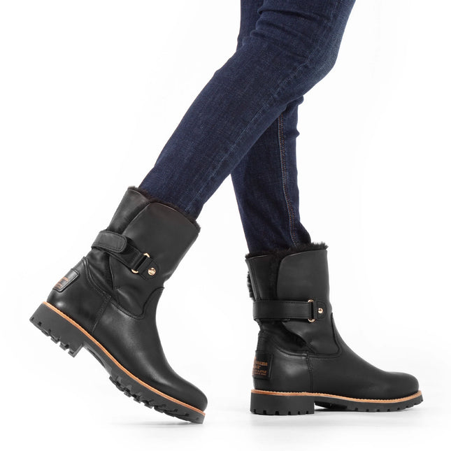 Black leather boots with fur lining FELIA TRAV