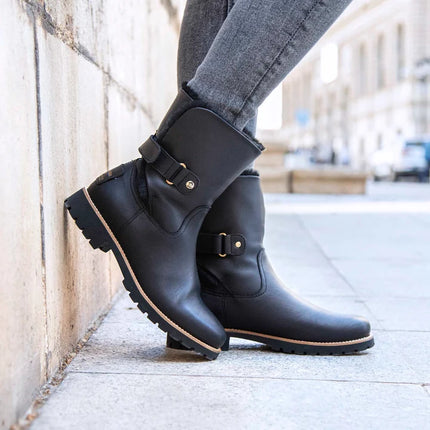 Botas negras de piel con forro de pelo FELIA TRAV