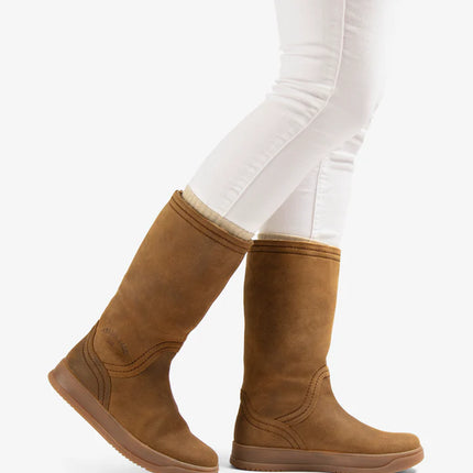 Botas altas Gisell en serraje cuero Waterproof con foro de pelo