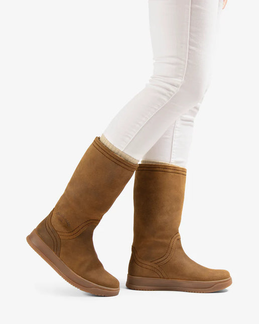 Botas altas Gisell en serraje cuero Waterproof con foro de pelo