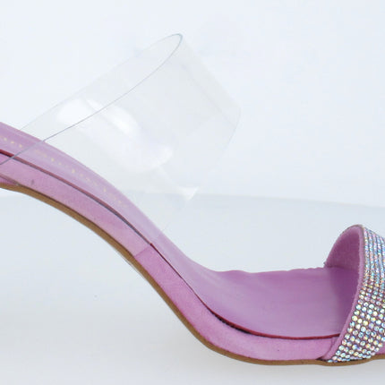 Bet heeled sandals with strass and vinyl band pull
