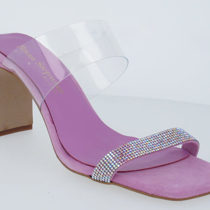 Bet heeled sandals with strass and vinyl band pull