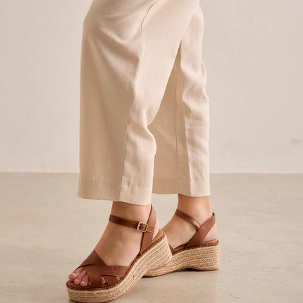 Karan leather wedged espadrilles