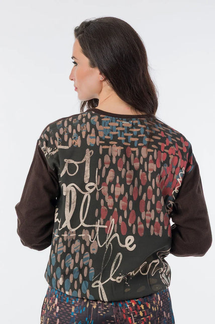 Jersey de punto marrón con espalda estampada