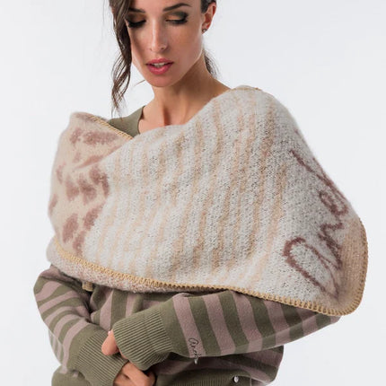 Bufanda con capucha en combinado beige de Anekke
