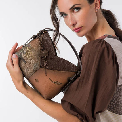 Bolsos Voyage en combinado cuero con asas cortas y bandolera