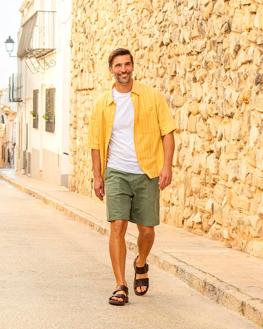 Brown leather sandals for men with velcro closure Rusell C2