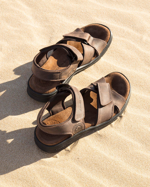 Sanders Basics Men's Leather Sandals with Velcro Closure