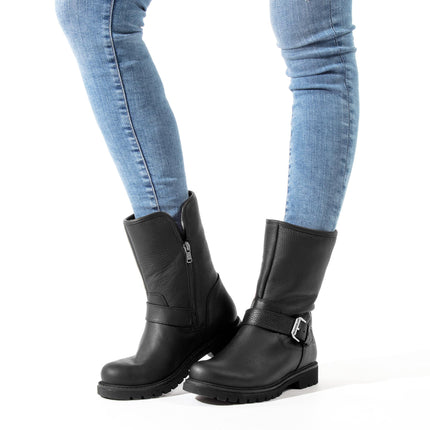Botas negras de piel con forro de pelo Singapur