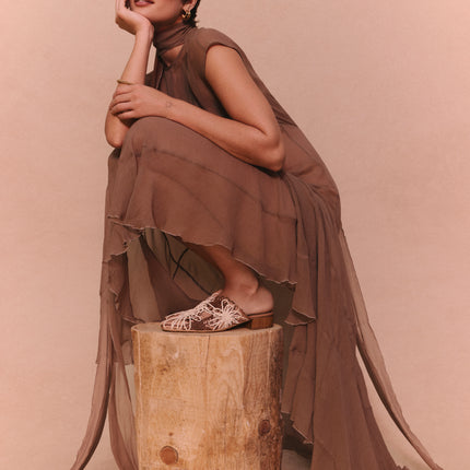 Natural Azucena braided leather mules