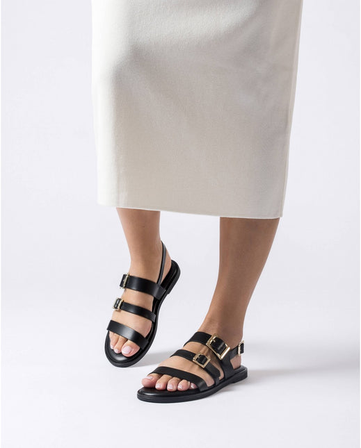 Flat leather sandals with buckles Zorion