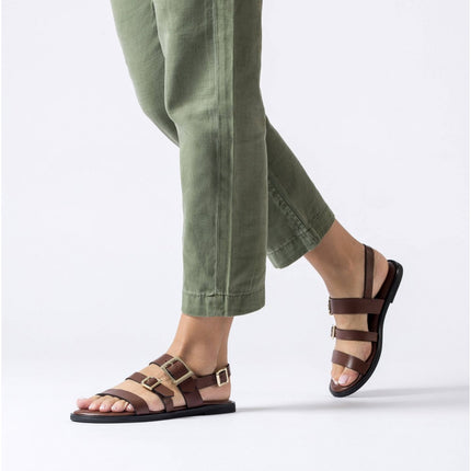 Flat leather sandals with buckles Zorion