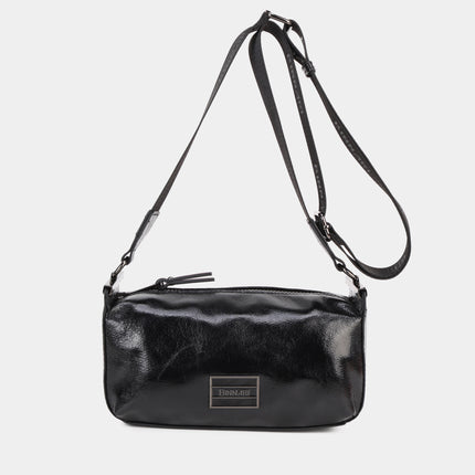 Bolsos bandolera Almería en tejido acharolado negro