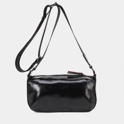 Bolsos bandolera Almería en tejido acharolado negro