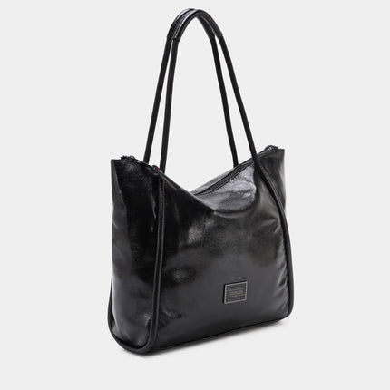 Almeria shopper Bags in black glossy fabric