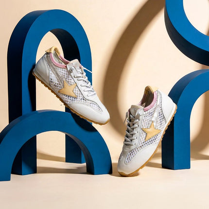 Zapatillas deportivas en combinado de piel y tejido rejilla