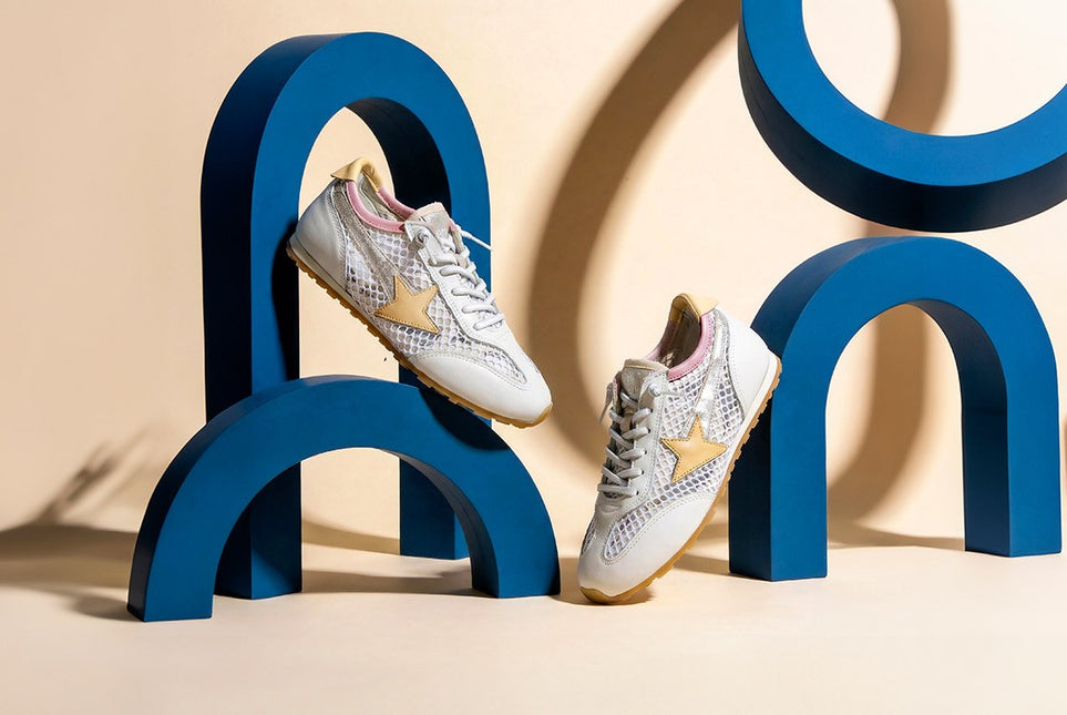 Zapatillas deportivas en combinado de piel y tejido rejilla