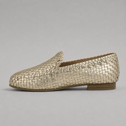 Mocasines de piel trenzada color oro