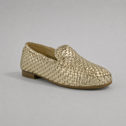 Mocasines de piel trenzada color oro