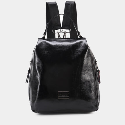 Almeria backpacks in black patent leather effect