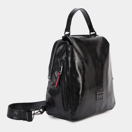 Almeria backpacks in black patent leather effect