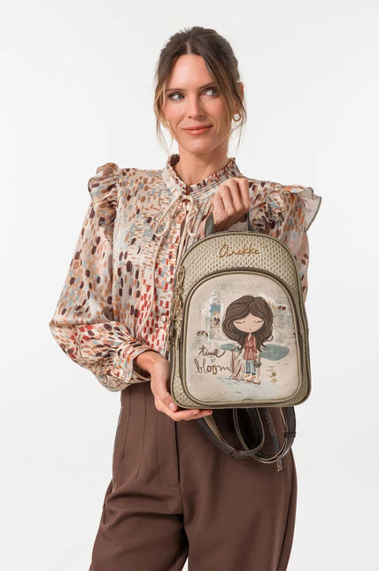 Mochilas Anekke Tulip en combinado beige