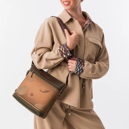 Bolsos bandolera Voyage en combinado cuero y forma cuadrada
