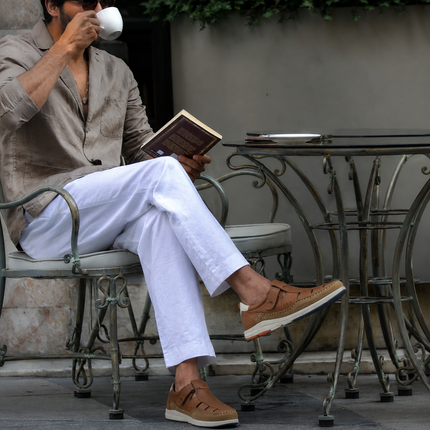 Sandalias de piel para hombre Kai con cierre de velcro