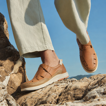 Sandalias de piel para hombre Kai con cierre de velcro