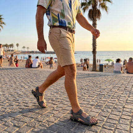 Sandalias grises para hombre con cierres de velcro Jerez 01
