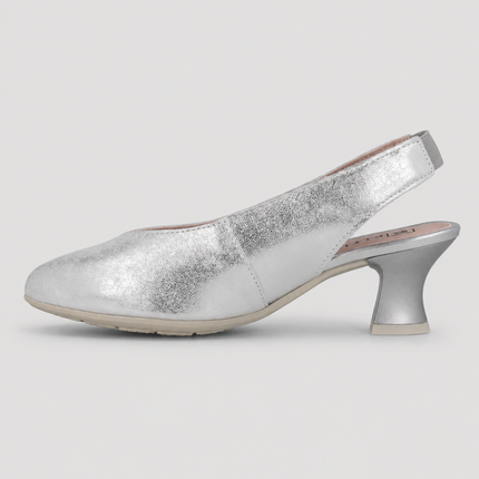Zapatos corte salón destalonados con tacón bajo