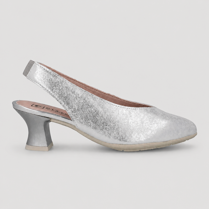 Zapatos corte salón destalonados con tacón bajo