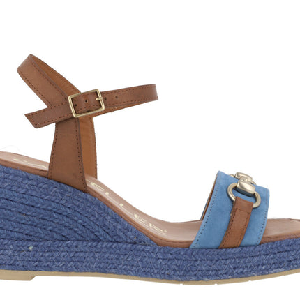 Blue combined espadrilles with metallic ornament in the shovel
