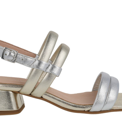Sting sandals in metallic skin with wide heel