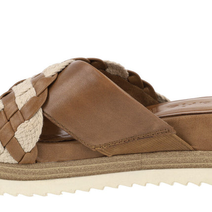 Brown leather sandals with cross strips