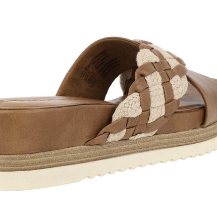 Brown leather sandals with cross strips