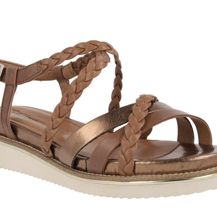 Women's strips sandals in brown combined