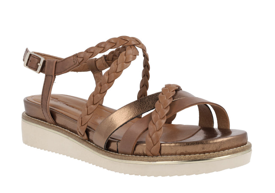 Women's strips sandals in brown combined