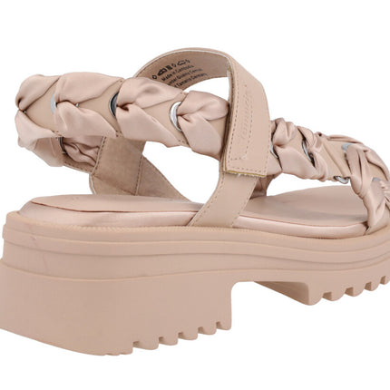 Nude multimaterial sandals with track floor