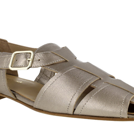Metallic leather crab sandals for women