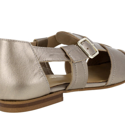 Metallic leather crab sandals for women