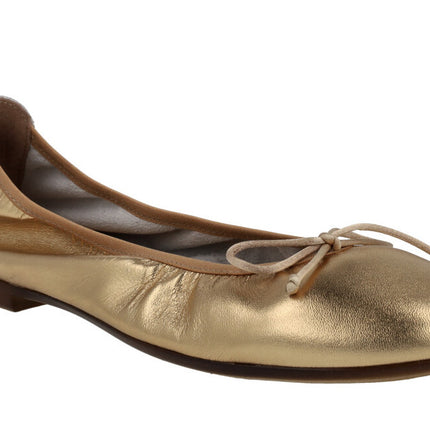 Bailarinas planas en piel metalizada oro con lazo