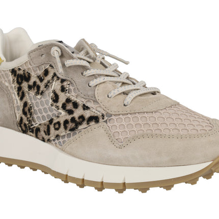 Beige sports for women Cetti in leather and grid combined