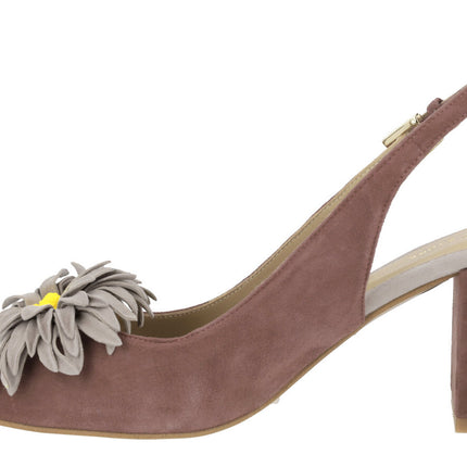 Suede hall shoes with flower ornament