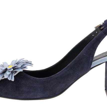 Suede hall shoes with flower ornament