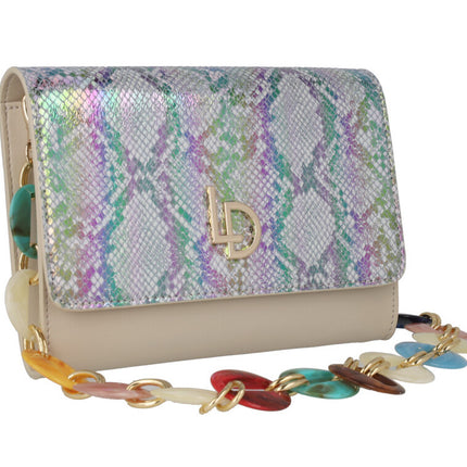 Lodi bags with printing cover and multicolored chain