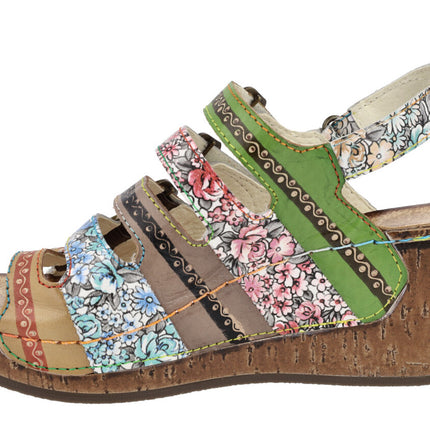 Multi -tile sandals with buckles and flower print Dino 0523